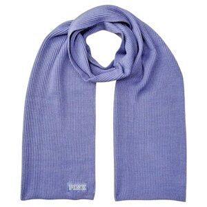 Victoria’s Secret PINK Ribbed Periwinkle Logo Winter Soft Knit Scarf One Size